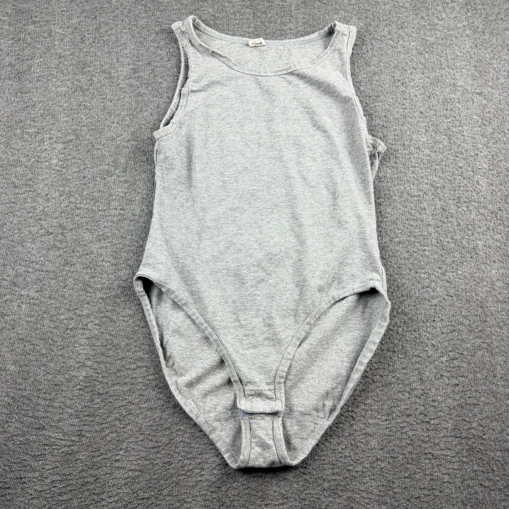 Calvin Klein Women's M Medium Sleeveless Bodysuit Gray Cotton Blend‎